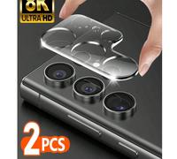 2 paquets de protecteur d'objectif de caméra compatible avec Galaxy S25 Ultra Edge S24 S23 FE S22 S21 S20 Ultra Plus FE Note 20 Ultra 10 Plus, verre trempé ultra-HD et film de protection d'écran de ca