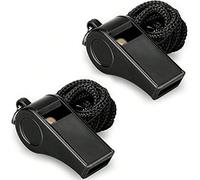 2 paquets de sifflets de sport en plastique avec cordon, sifflet avec un son fort et clair, idéal pour les entraîneurs, arbitres et officiels 1 pièce/noir,2 pièces/noir,4 pièces/noirABS