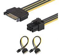 2 Paquets J&D Adaptateur de Câble d’Alimentation pour des cartes vidéos graphiques PCI Express (PCIe) de 15 Broches à 6 Broches SATA