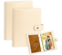 2 Paquets Petit Album Photo 10x15 cm 52 pochette en cuir livre photo,Top Load Pocket 4x6 Photo Book Holds 6 x 4 Pouce Baby Wedding Holiday Family Birthday Travel (Beige)