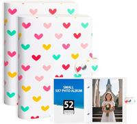 2 Paquets petit album photo 13x18 cm 52 pochette en cuir livre photo，Top Load Pocket 5x7 Photo Book Holds 7x5 inch Baby Wedding Holiday Family Birthday Travel (Blanc)