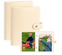 2 Paquets petit album photo 13x18 cm52 pochette en cuir livre photo，Top Load Pocket 5x7 Photo Book Holds 7x5 inch Baby Wedding Holiday Family Birthday Travel (Beige)