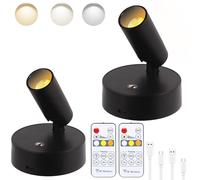 2 Paquets Spot LED Sans fil, éclairage au sol Rechargeable à l'intérieur, Lampe Photo Alimentée par Batterie avec Minuterie à Distance et Spot Dimmable Applique Murale pour Plantes Images œuvres d'art