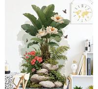 2 paquets Stickers muraux thème de la forêt tropicale naturelle et créative, de grande taille, fabriqués en PVC amovible et imperméable. Convient pour la décoration de la chambre, du salon, de l'entré