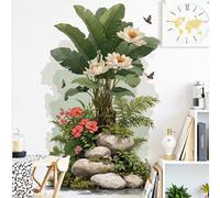 2 paquets Stickers muraux thème de la forêt tropicale naturelle et créative, de grande taille, fabriqués en PVC amovible et imperméable. Convient pour la décoration de la chambre, du salon, de l'entré