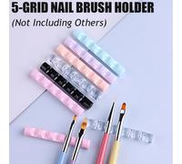 2 paquets Support pour stylo de nail art, support en acrylique rose transparent pour 5 pinceaux de peinture pour nail art, mini support portable, outils de nail art, support pour pinceaux de sculpture