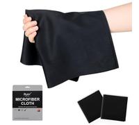 2 Park Lot de 2 chiffons de nettoyage surdimensionnés en microfibre pour lunettes, bijoux, écrans électroniques, lavable, objectif d'appareil photo Noir 40 x 40 cm