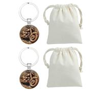 2 Parties De Sacs À Clés De Moto Blanc Et 2 Pièces De Support, Pendentifs De Clés De Moto pour Hommes, Bague De Clé Rétro-Module, Bande-Annonce Créative.
