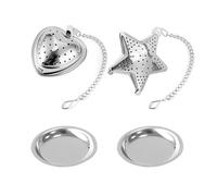 2 passoires créatives pour thé en vrac et 2 bols inférieurs, passoire en forme de cœur en forme d'étoile pour thé en vrac, passoire pour thé en vrac, infuseur à thé pour thé en vrac, acier inoxydable,