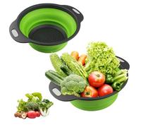 2 Passoires pliables en silicone, Passoire Pliant en Silicone pour la cuisine,Passoire de cuisine compacte et pliable, adapté aux pâtes, aux fruits et aux légumes dans l'égouttoir (23,5 + 29 cm)