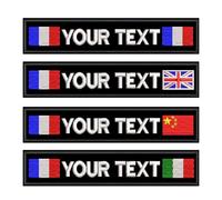 2 patchs brodés sur mesure avec les noms des drapeaux français, chinois, britanniques et italiens avec crochets en fer et cadre à anneau autocollant