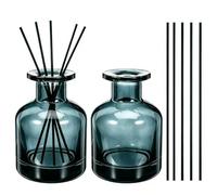 2 pc 150ml Flacons Diffuseurs en Verre, Diffuseur Parfum, avec 10 Bâtonnets | Bouteilles Diffuseur, pour Parfum d’Ambiance et Aromathérapie, pour Maison, Bureau, Rechange DIY（Bleu D'encre）