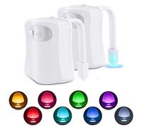 2 Pc Lampe Toilette Veilleuse LED Mouvement Détecteur Eclairage WC LED pour Salle de Bain Seau d'aisances, Cabinet, Lavabo Cuvette Siège 8 Couleurs Changement, Utilisation dans l'obscurité