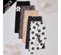 2 PC Leggings pour filles style boîte aveugle 5 designs 2 pantalons en tissu tricoté côtelé, avec une taille élastique confortable et des détails de volants à l'ourlet, style polyvalent et ludique, co