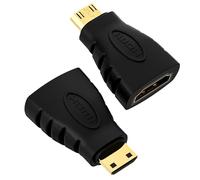 2 PC Mini H-DMI à HDMI 3D & 4K, HDMI Femmina à Mi-ni HD-MI Maschio Adaptatore Riduttore da Adaptatore HDM-I Min-i H-DMI Placcato Oro, Adaptateur HD-MI Prolunga