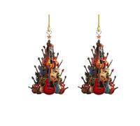2 Pc Rockin' Around The Guitar Christmas Tree Decoration, Ornements De Noël Musicaux en Bois De, Ornement De Noël pour Guitare Acoustique pour Mélomane
