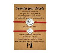 2 Pces Bracelet Mere Fille Fils Personnalisés Bracelet Pissenlit avec Prénom Cadeau de Rentrée Scolaire Premier jour d'école Fête des mères Anniversaire (B-Rouge)