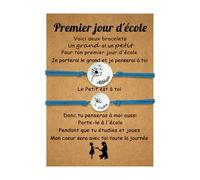 2 Pces Bracelet Mere Fille Fils Personnalisés Bracelet Pissenlit avec Prénom Cadeau de Rentrée Scolaire Premier jour d'école Fête des mères Anniversaire (B-Bleu)