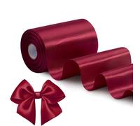 2 PCS 10cm de Large Rubans de Satin Polyester Rouge Bordeaux, 20m Rubans Rouleau de Tissu Couture Solide, Célibataire Face Couleurs Vives Rubans de Soie Décoratif Épais pour Emballage Cadeau Noël