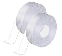 2 PCS 10m X 2cm Ruban Adhésif Double Face Nano très Résistant Amovible, Amovible, Réutilisable, Lavable Scotch Double Face, Colle Forte Sans Traces, Scratch Autocollant Double Face Maison Bureau