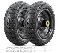 2-PCS 10x3 jantes increvables 10X3.0-6 avec alésage d'axe 5/8 pouce et roulements à double étanchéité compatibles avec les pneus de diable de brouette pneus de tondeuse|noir