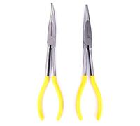 2 Pcs 11in Long Aiguille Nez Pinces Kits En Acier À Haute Teneur En Carbone 45 Degrés Pliant Équipement D'atelier À La Main Incliné Bouchon De Nez Câble Extracteur Mécanique Électriciens Tool Set