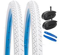 2-PCS 26 Pouces White Vélo pneus 26x2.10/54-559 and 26 Pouces Vélo Chambre à air Schrader Valve Compatible with Vélo 26x1.95 26x2.0 26x2.10 26x2.125 Bike pneus and Chambre à air (Y-1056)