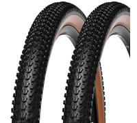 2 PCS 29x2.25 Pneu de Vélo, Profil Bloc avec Côté Brun pour VTT Ville Avant Arrière, Caoutchouc Résistant aux Piqures et à l'Usure