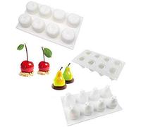 2 Pcs 3D Fruit Pomme Poire Cerise Citron Gâteau Silicone Moules, Cuisson Mousse Décorative Moule, Dessert Muffin Chocolat Gelée Moule, DIY Plats à Four Poêle, Pop Plateau - Cerise + Poire