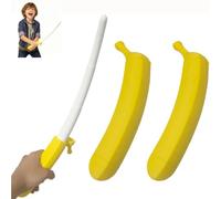 2 Pcs 3D Printed Plastic Banana Wand,Retractable Banana Sword Toy,Funny Stress Relief Prop Sword Toys,Holiday Role-Playing Prop Toy for Boys and Girls (White)