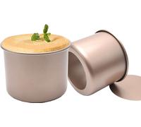 2 pcs 4 pouces Moule à Gâteau Rond en Acier au Carbone avec Fond Amovible, Moule à Gâteau en Mousseline Antiadhésif Moule à Pudding Moule à Pizza DIY Moule à Ustensiles de Cuisson