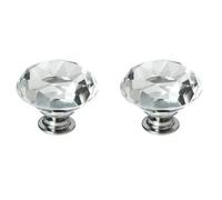 2 PCS 40mm Blue Crystal Cabinet Door Knobs Cupboard Dresser Drawer Pull Handles with M4*22mm Screws
