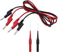 2 Pcs 4mm Sondes D'essai De Multimètre Isolation Piercing Aiguille Non Destructives Test De Perçage Sondes Embout En Acier Inoxydable Avec Agrafe D'éssai À Haute Tension De 2 Tête Prise Banane