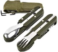 2 Pcs 5 In 1 Stainless Steel Folding Tableware Multifunctional Cutlery Outdoor Camping Tools For Picnic And Adventure