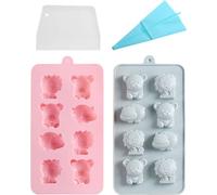 2 pcs 8 creux animal hippopotame lion chocolat oursons en gomme silicone moules à pâtisserie antiadhésifs Pour la fabrication de glaçons gelée chocolat savon Moulage de bonbons, Avec poche à douille e