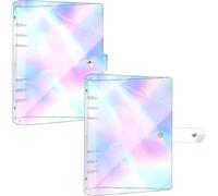 2 Pcs A5 6 Ring Binding Cover Notebook Protective Cover for A5 Soft PVC Transparent Refillable Standard A5 Size with 6 Holes Ring Binder Waterproof