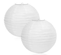 2 PCS Abat-Jour 30cm Ronde Blanc en Papier, Lanternes Déco pour Mariage Anniversaire Jardin Fête, Décoration Intérieur/Extérieur Style Classique