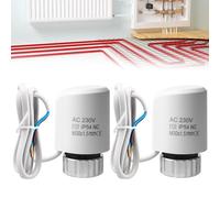 2 PCS Actionneur de commande pour chauffage au sol 230 V M30 x 1,5 NC (fermé sans courant), moteur de régulation VA80 pour chauffage au sol, vanne pour chauffage au sol pour presque tous les répartite