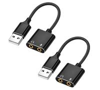 2 PCS Adaptateur Audio USB vers Jack 3,5 mm, Carte Son Externe avec Prise Casque Et Microphone, Convertisseur Son USB pour Ordinateur Portable, PC Et Appareils Compatibles Audio