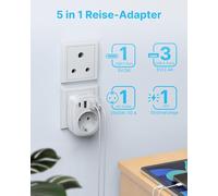 2 Pcs Adaptateur De Voyage Inde, Adaptateur De Voyage Type D Avec 3 Usb Et 15W 1Usbc, Inde Adaptateur Prise De Courant Pour L'Inde Sri Lanka, Népal[Z1429]