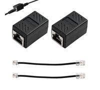 2 PCS Adaptateurs Rj45 Vers Rj11 Noir, Convertisseur 8P8C Vers 6P4C, Modem Adsl Et Téléphone Rj45 Vers Rj11 Et Efficace, Préservant La Simplicité Et La Commodité D’Une Installation Facile