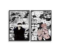 2 PCS Affiches de Bande Dessinée Japonaise Juj-utsu Kaisen Poster de Collage pour Esthétique de Chambre Art Mural sur Toile Décoration de Chambre 16x24pouces(40x60cm)