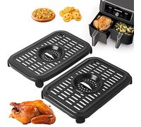2 PCS Air Fryer Replacement Parts for Ninja Foodi DZ090 6QT DZ201 DZ100 8QT DualZone Air Fryers, Non-Stick Food Grade Air Fryer Accessories Grill Pan Plate Crisper Plate Rack Tray, Dishwasher Safe