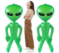 2 PCS Alien gonflable 59.1 en vert drôle PVC souffler debout Balloons Alien Balloons Anti-Leak Party Decor Toy pour Halloween Birthday Party Supplies
