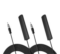 2 PCS Antenne Autoradio Voiture Puissante FM AM, Antenne Radio Automobile Amplifiée avec Câble et Connecteur DIN, Installation Cachée sur Pare-Brise pour Réception Signal Radio Auto et Véhicule