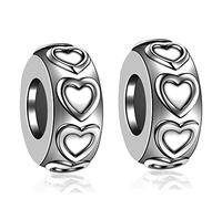 2 PCS argent sterling 925 perles charm stopper pour bracelet (Silver Heart)