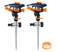 2 Pcs Asperseur Arrosage Rotatif, dellyy Arroseur a Pulsation Pelouse, Arroseur de Jardin Rotatif 360, Arrosage Jardin Sprinkler, pour Arroser Les Plantes de La Pelouse du Jardin