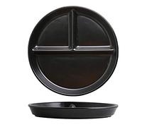 2 PCS Assiette Divisée en Céramique,Assiette Ronde Réutilisable avec Trois Compartiments,Assiettes à Déjeuner,Assiettes à Salade,Vaisselle pour Enfants et Adultes