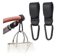2 Pcs Attache Poussette,Crochet Poussette,Attache Sac A Langer Poussette,Mousqueton Poussette,Accroche Sac Poussette,Crochets Pour Poussettes,Accessoire Poussette,Ajustement Universel, (Noir)
