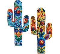 2 pcs Aztec Cactus Décoration Murale, Cactus Mexicain En Bois Art Mural, Western Hacienda Style Décor pour La Maison En Plein Air Salon Chambre